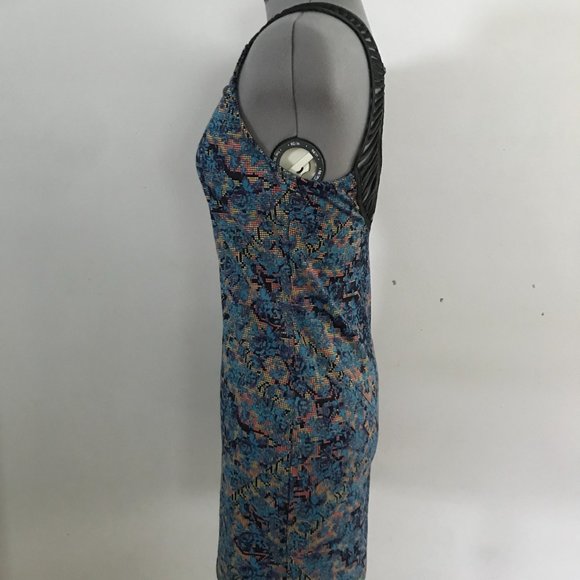 Free People Bodycon Geo Floral Blue Rose Crochet Detail Dress Sz S - Picture 3 of 9